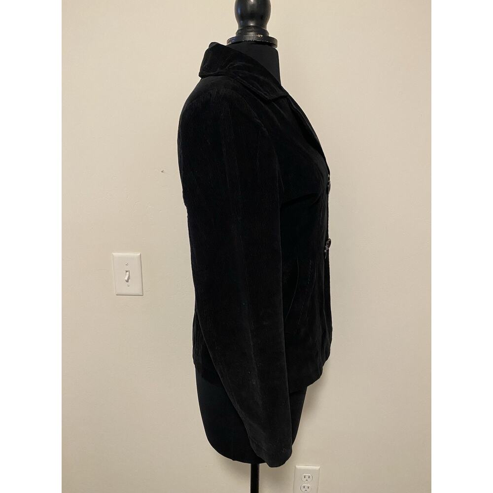 Black Double-Breasted Women's Corduroy Jacket - Picture 3 of 16